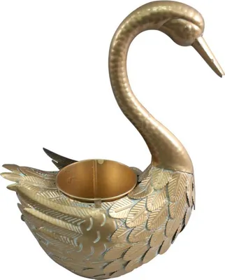 Productafbeelding van MagicHome Mecco decoratieve bloempot, huisvormig, metaal, goud, 35x18x43 cm