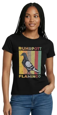 Produktbild von Spreadshirt Ruhrpott Flamingo Taube Ruhrgebiet Frauen T-Shirt, S, Schwarz