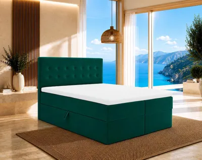 Produktbild von Boxspringbett S-Deluxe 180x200 Dunkelgrün mit Stauraum