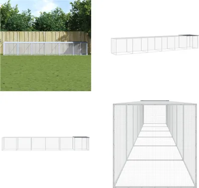 Image de vidaXL Cage à poules avec toit Anthracite 603x98x90 cm Acier galvanisé - Cage à poules - Poulaillers - Poulailler