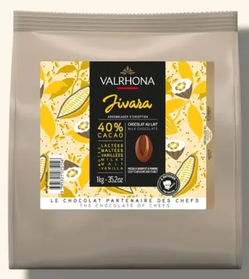 Produktbild von Valrhona Jivara 40% Vollmilch Schokolade Kuvertüre 1kg