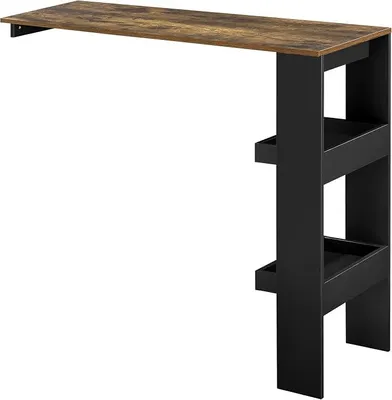 Produktbild von Bartisch Bromölla 120 x 45 x 106 Stehtisch für Wandmontage mit Ablagen Schwarz/Eiche dunkel