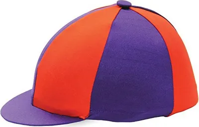 Produktbild von Hy  Elasthan-Reithelmüberzug, seidig glänzend, zweifarbig BZ506 (Einheitsgröße) (Violett/Rot)