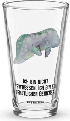 Produktbild von Mr. & Mrs. Panda Cocktailglas Seekuh Chillen - Transparent - Geschenk, Bierglas, Trinkglas, Abnehmen, Tumbler, Glas, Süßigkeiten, Zucker, Diät, Longdrinkglas, Meer, Essen