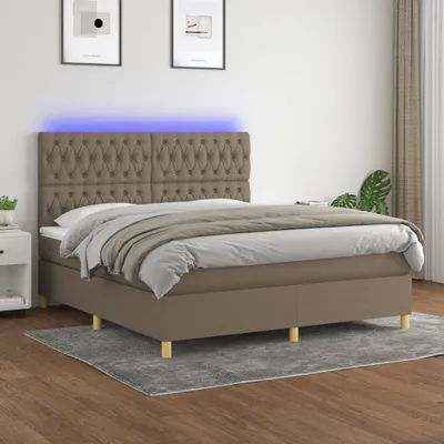 Produktbild von The Living Store Boxspringbett mit Matratze & LED Taupe 180x200 cm Stoff