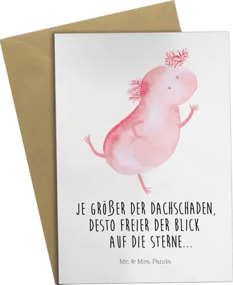Produktbild von Mr. & Mrs. Panda Klappkarte Axolotl Tanzen - Weiß - Geschenk, hochzeitskarten, einladungskarten, Glückwunschkarte, Beste Freundin, Grußkarte, gut Gelaunt, Schwanzlurch