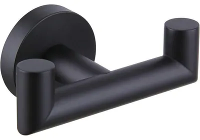 Image de Porte-serviettes double en noir mat, porte-serviettes en acier inoxydable pour la salle de bain, porte-serviettes mural