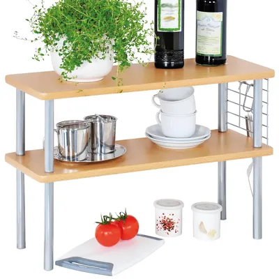 Produktbild von KESPER Küchen-Regal 27822 Faserplatte mit Buchendekor mit Utensilienaufhängung / Küchenregal / Etagenregal