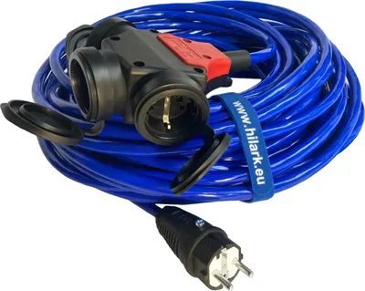 Obrázek produktu pro Hilark BAU prodlužovací kabel H07BQ-F 3x2,5, Schuko, modrý (10m)