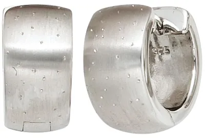 Produktbild von Ohrringe Creolen 13,8mm 925 Silber breit Ohrschmuck Glitzereffekt