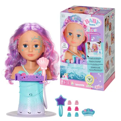 Produktbild von BABY born Sister Styling Head Meerjungfrau, Schminkkopf drehbar mit Zubehör