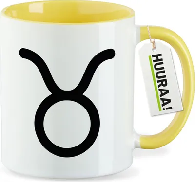 Produktbild von Huuraa Kaffeetasse Stier Sternzeichen Zeichen 330ml Gelb Keramik Kaffeebecher Geschenkidee