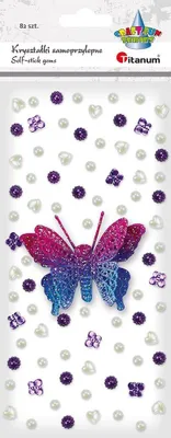 Zdjęcie produktu dla Kryształki samoprzylepne motyl 3D 75x60mm 82 sztuki