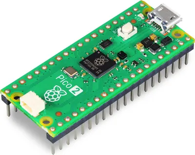 Immagine prodotto di Raspberry Pi Pico 2, scheda microcontrollore RP2350, con connettori