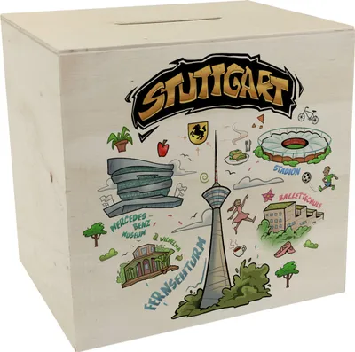 Produktbild von Stuttgart Pop Art Comic Spardose aus Holz
