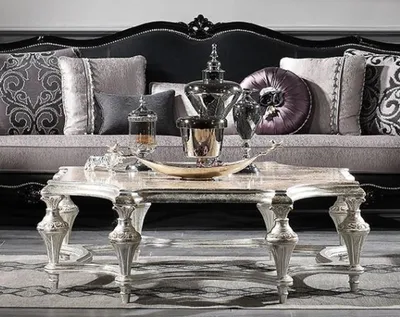 Produktbild von Casa Padrino Luxus Barock Couchtisch Antik Silber 134 x 134 x H. 46 cm - Prunkvoller Massivholz Wohnzimmertisch - Luxus Qualität
