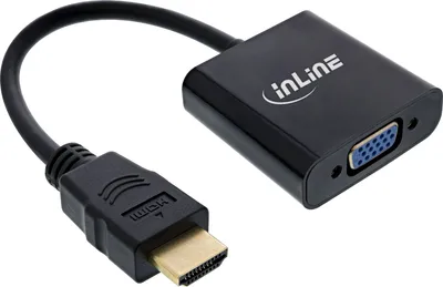 Produktbild von InLine Konverter Kabel HDMI zu VGA, mit Audio, 0,1 m, 720p, 1080p, Schwarz, Aktiver Videokonverter, 34 g, 45 mm
