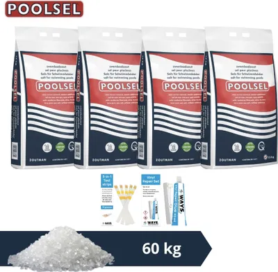 Obrázok produktu pre Poľská bazénová soľ - Vhodná pre systém so slanou vodou - 60 kg a čistiaca kefa WAYS