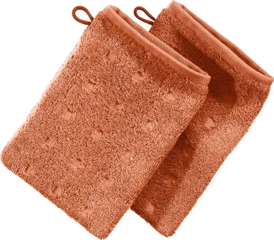 Produktbild von Möve Waschhandschuh Quadretti" 2er-Pack terracotta 15x20 cm"