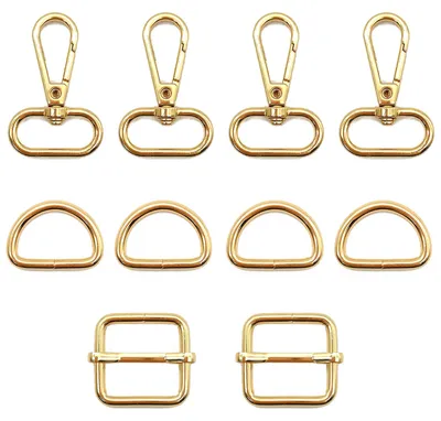 Taschenzubehör-Set 10-teilig, Gold 25 mm, Klickhaken & D-Ringe