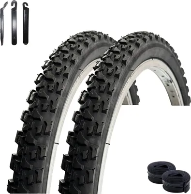Immagine prodotto di 2 pneumatici per bicicletta VEE Rubber V114 24" neri 47-507 (24 x 1,75) + 2 camere d'aria AV abbinate incl. leva per pneumatici
