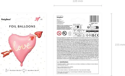 Zdjęcie produktu dla Balon foliowy serce ze strzałą, 76x55 cm