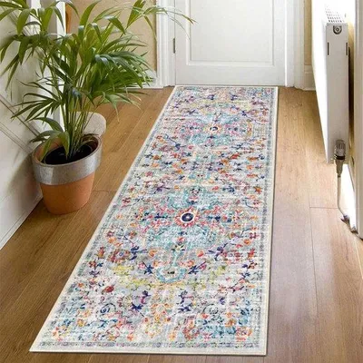 Productafbeelding van Ibenzoa® Tapijttegels 50 x 150 cm – Multifunctionele polyester vloerkleden, 10 mm poolhoogte, TPR antislip, geschikt voor hal, keuken en woonkamer