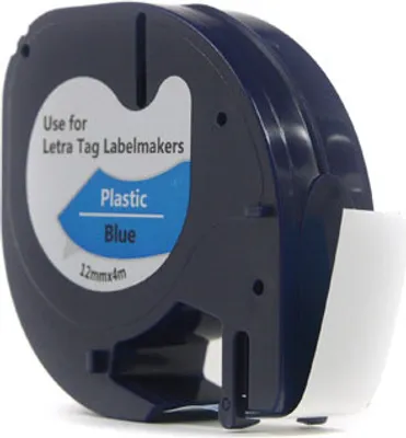 Produktbild von JetWorld Dymo LetraTag Ersatzband Schwarz auf Blau, 12mm x 4m (59426, 91205, 91335, 91225) (S0721600, S0721650)
