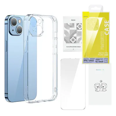 Produktbild von Baseus SuperCeramic Transparent Glass Case und Tempered Glass Set für iPhone 14 Plus