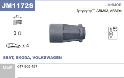 Obrázek produktu pro JANMOR zapalovací cívka pro SKODA FABIA Combi 6Y5 FABIA 6Y2 OCTAVIA Combi 1U5