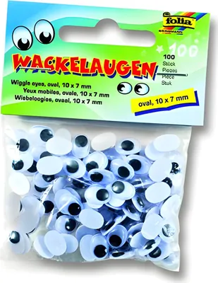 Image de Folia Yeux vacillants avec pupille mobile, ovale Ø 10x7mm, 100 pièces