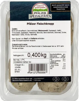 Produktbild von Pfälzer Spezialitäten Fleischknepp 4 x 100g