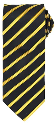 Image de Premier Workwear PR784 | Sports Stripe Tie / Largeur 3' / 7,5 cm / Longueur 57' / 144 cm - Couleur : Black/Gold - Taille : One Size