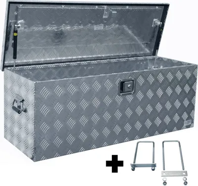 Produktbild von Truckbox D160 + inkl. Montagesatz MON5002 Deichselbox, Werkzeugbox, Alu Riffelblech, Transportbox, Alu Transportkiste, Anhängerkiste ca. 160 Liter