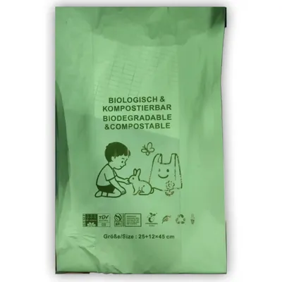 Produktbild von Kompostierbare Rollenbeutel aus Maisstärke 28+13x48 cm 25 µm Grün – 1200 Stück Karton – RyanPack