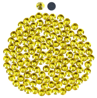 2880 Hotfix-Strasssteine, Citrin, SS16, 3,8-4 mm, rund, Glas