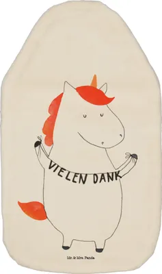 Produktbild von Mr. & Mrs. Panda Wärmflasche Einhorn Dankeschön - Weiß - Geschenk, Danksagung, Wärmflaschen, Einhörner, mit Bezug, wärmebeutel, Unicorn, Wärmekissen, Bettflasche, Danke