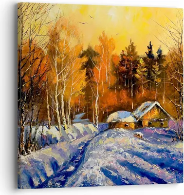 Produktbild von Bild auf Leinwand - Leinwandbild - Winter Wald Wiese - 40x40cm - Wand Bild - Wanddeko - Wandbilder - Leinwanddruck - Bilder - Kunstdruck - Wanddekoration - Leinwand bilder - Wandkunst - AC40x40-3535
