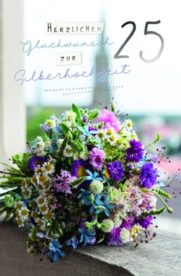 Produktbild von Silberhochzeit Karte mit Briefumschlag Blumen