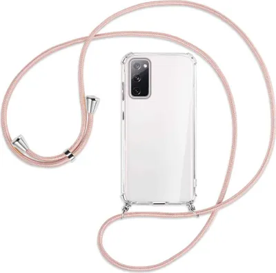 Produktbild von Handykette Backcover-Schutzhülle mit Band (Metall silberfarben) für Samsung Galaxy S20 FE / Lite - roségold