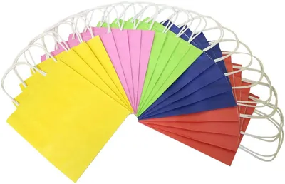 Produktbild von folia 21209/10 - Papiertüten aus Kraftpapier, Geschenktüten, 10 Stück, ca. 12 x 5,5 x 15 cm, farbig sortiert - zum Basteln, Verzieren und Verschenken