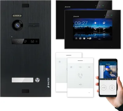 Produktbild von BALTER EVO Video Türsprechanlage Schwarz Set 2-Draht 2xTalk + 7" WiFi-LCD-Monitor für 1 Familienhaus