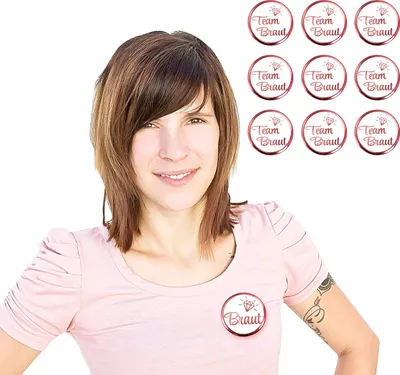 Produktbild von Oblique Unique Button Set JGA Junggesellinnenabschied Rosé - 1x Braut / 9x Team Braut