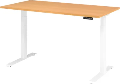 Produktbild von bümö Schreibtisch elektrisch XDKB - Nachbildung: Buche, Größe:  160 x 80 cm, Gestell: Weiß