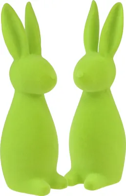 Produktbild von Beflockte Hasenfigur Tischdekoration Osterdeko Frühling, 2 Stück