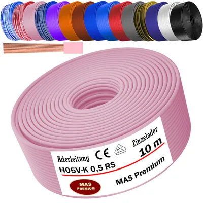 Produktbild von 10m Aderleitung H05 V-K 0,5 mm² Rosa Einzelader flexibel