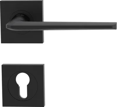 Produktbild von GRIFFWERK Rosettengarnitur REMOTE Schraubtechnik eckig  PZ-Schloss Graphitschwarz