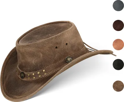 Produktbild von Buffalo Bill Herren Damen Western Cowboy Leder Hut Vintage Brown Größe XXL