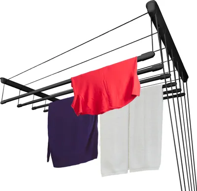Zdjęcie produktu dla Suszarka podsufitowa 6x170 cm czarna sufitowa regulowana