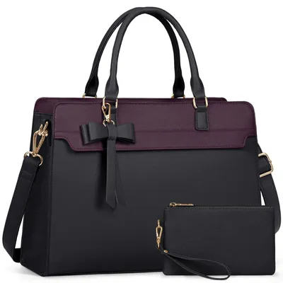 Produktbild von Kunstleder Laptop Handtasche für Frauen mit Clutch, Wasserdicht